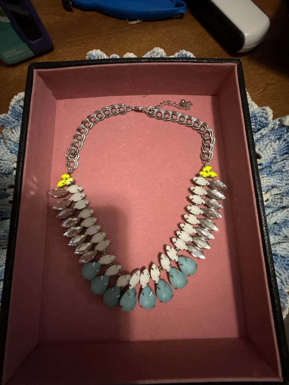 Stella & Dot Marina Statement Necklace Blue White Yellow